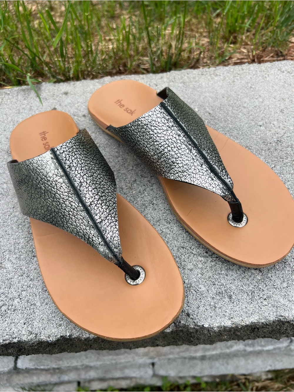 The Sak Silver Metallic Thong Sandals